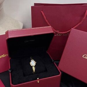 Cartier Gold Bangle Watch with White Dial